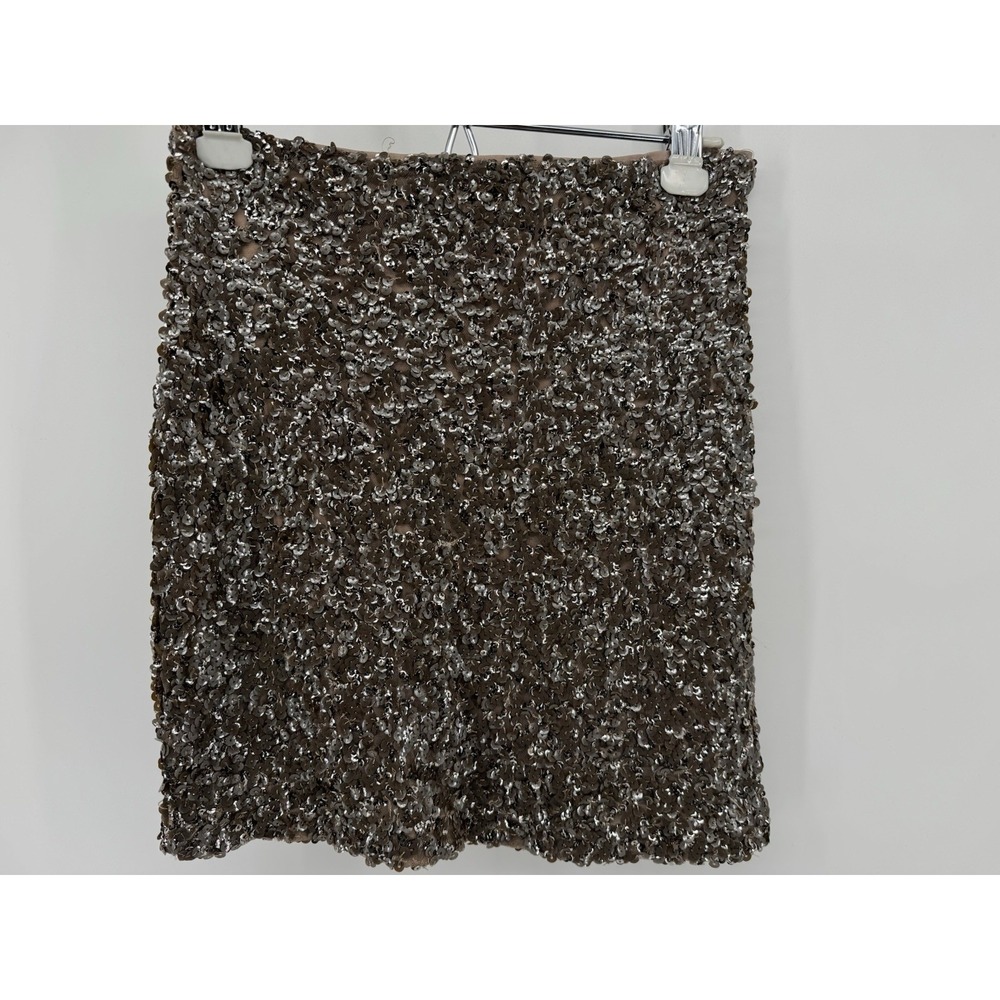 Free People Skirt‎ Women's 2  Gold Sequin Party Mini Zip Front